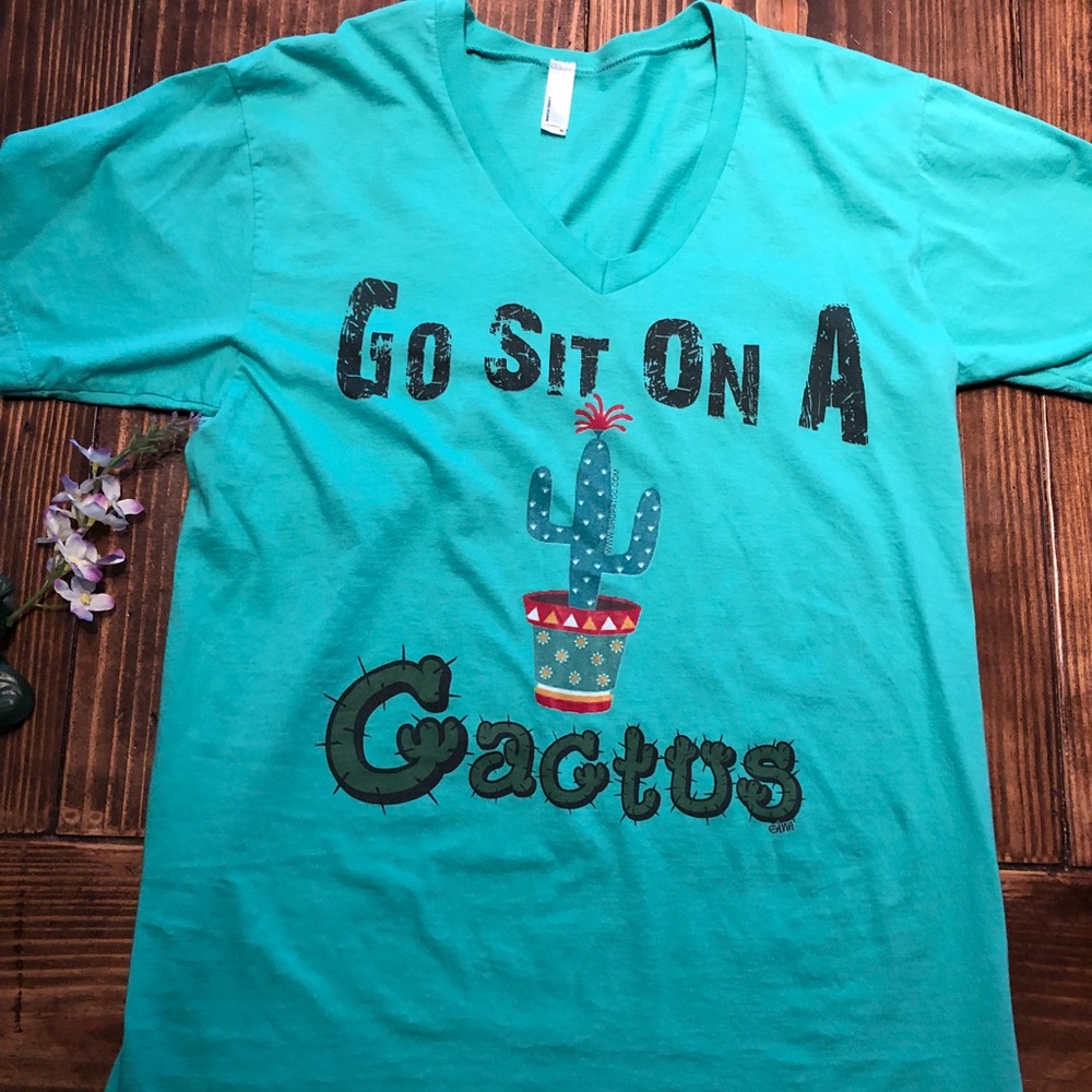 Hand printed tee on American Apparel graphic vneck